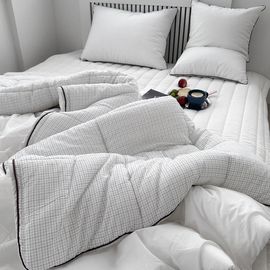 Guy Laroche Grid 100-Count Cotton and Tencel Modal Reversible Comforter Premium Antibacterial DuPont Polafil Bedding _ Made in Korea